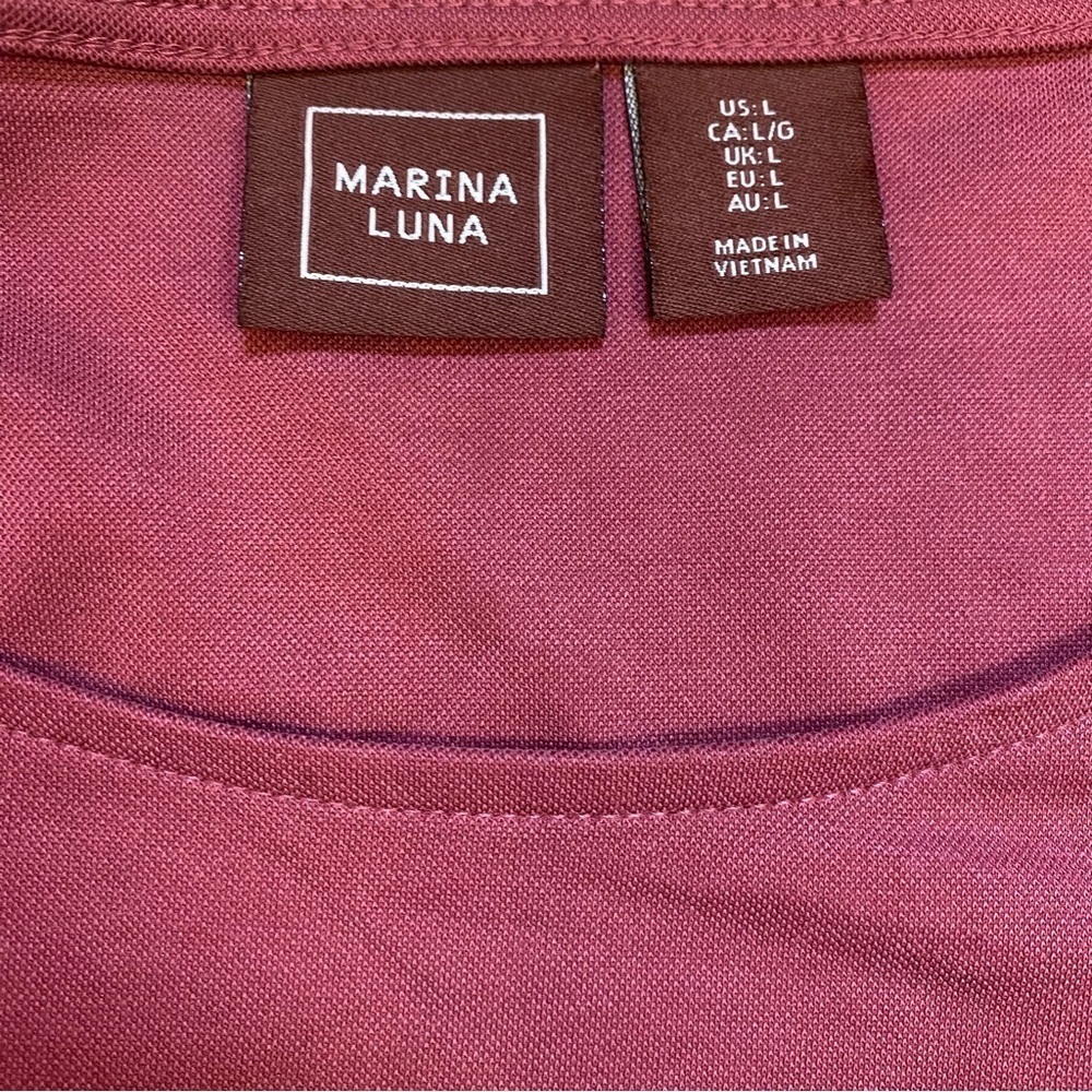 Marina Luna Shift Dress Women Large Jersey Knit‎ 3/4 Sleeves Plum Casual - Picture 8 of 13